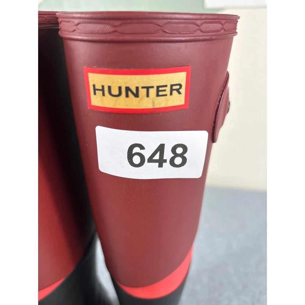 Hunter Women's Size 7F Red‎ Black Colorblock Tall Waterproof Utility Rain Boots